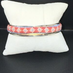 Pink and Light Blue Handwoven Beaded Bangle Bracelet loved a few times